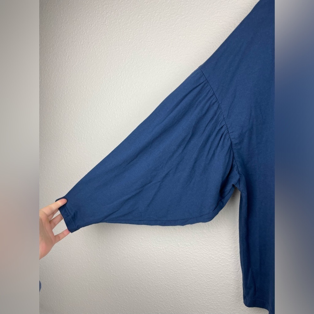 Anthropologie T.LA Women's Small Navy Balloon Sleeve Top Cotton Shirt Casual Blu - Picture 3 of 14